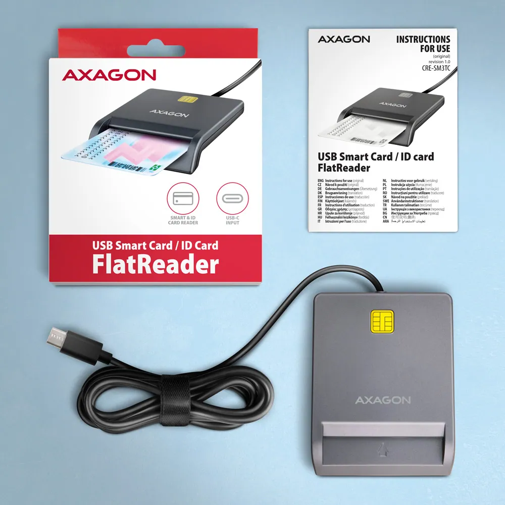 AXAGON CRE-SM3TC Smart Card/ID Card FlatReader – 5. kép