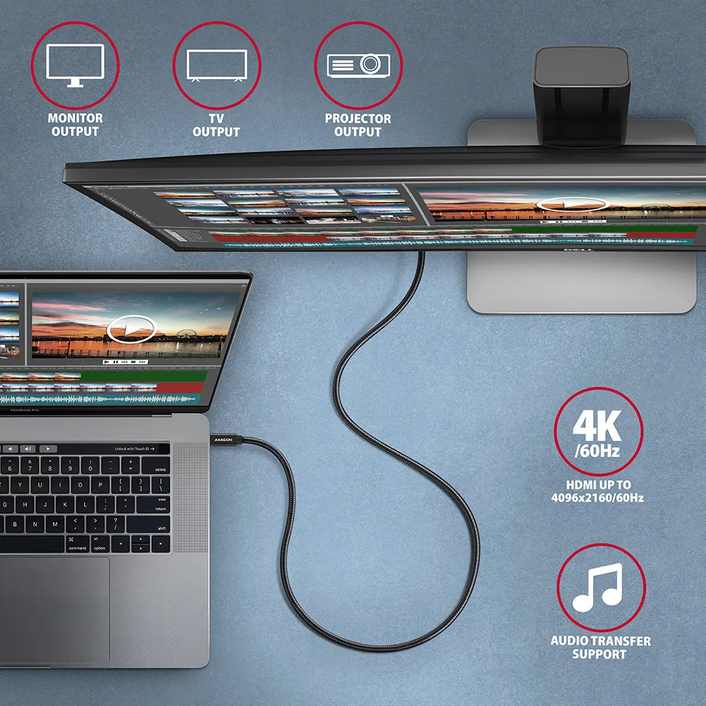 AXAGON BUCM32-CM05AB Speed+ USB-C USB 20Gbps cable 0,5m Black – 7. kép