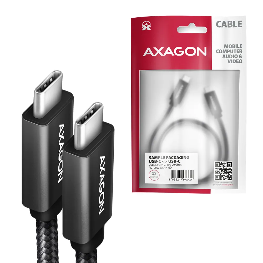 AXAGON BUCM32-CM05AB Speed+ USB-C USB 20Gbps cable 0,5m Black – 8. kép