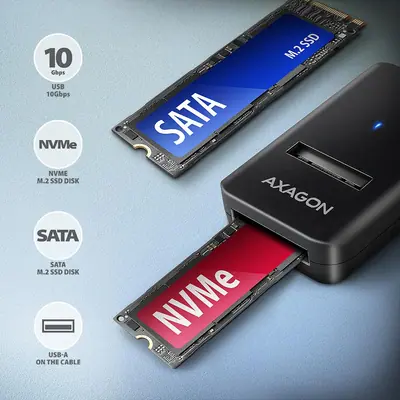 AXAGON ADM2-AM USB-A 10Gbps M.2 NVMe & SATA SSD Adapter – 2. kép