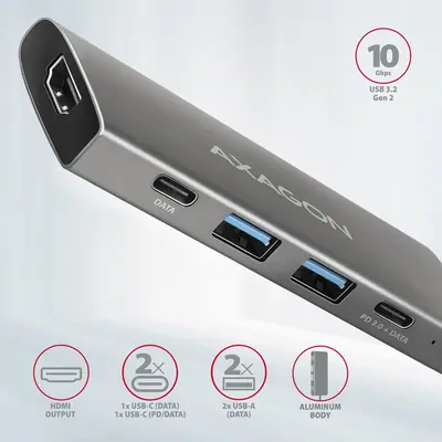 AXAGON HMC-5G21 USB-C 10Gbps SPEEDSTER 5in1 hub – 2. kép