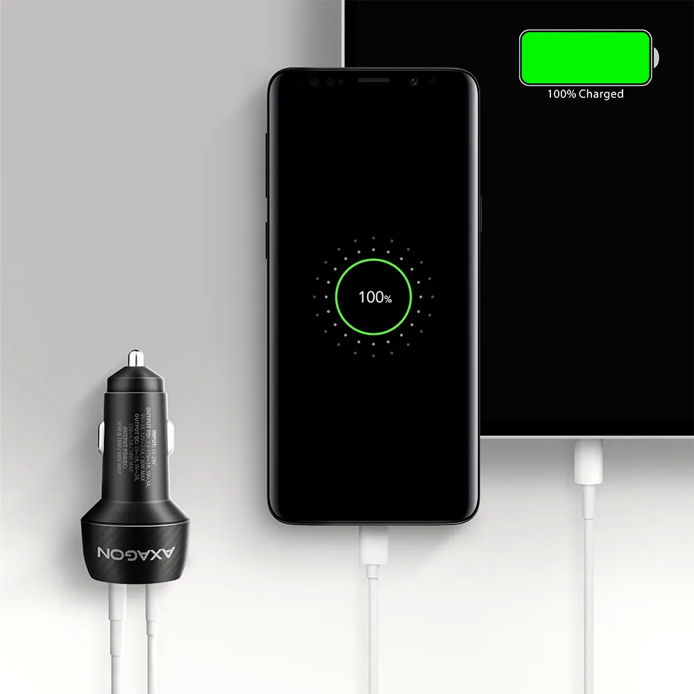 AXAGON PWC-PQ48 PD3.0 & QC4+ 2xOUTPUTS car charger 48W Black – 8. kép