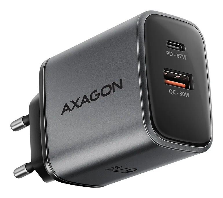 AXAGON ACU-PQ67 PD3.0 & QC4+ 2xOUTPUTS wall charger 67W Black