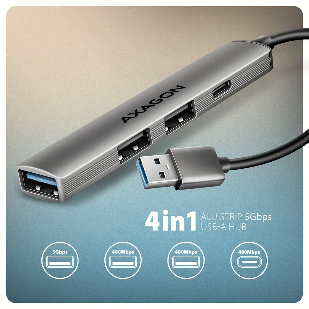 AXAGON HUE-STA ALU STRIP USB-A 4 port hub – 2. kép