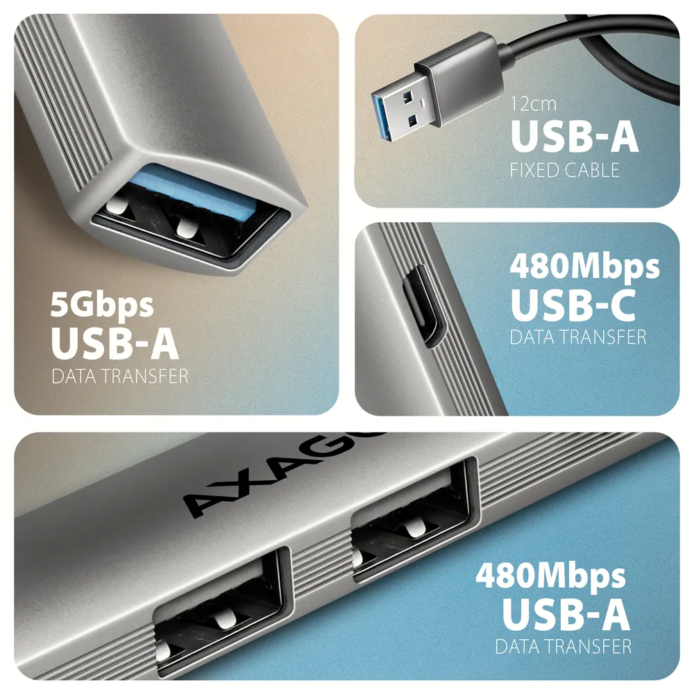 AXAGON HUE-STA ALU STRIP USB-A 4 port hub – 3. kép