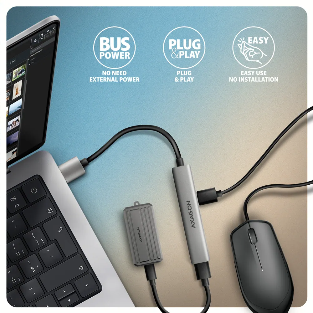 AXAGON HUE-STA ALU STRIP USB-A 4 port hub – 4. kép
