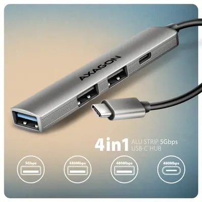 AXAGON HUE-STC ALU STRIP USB-C 4 port hub – 2. kép