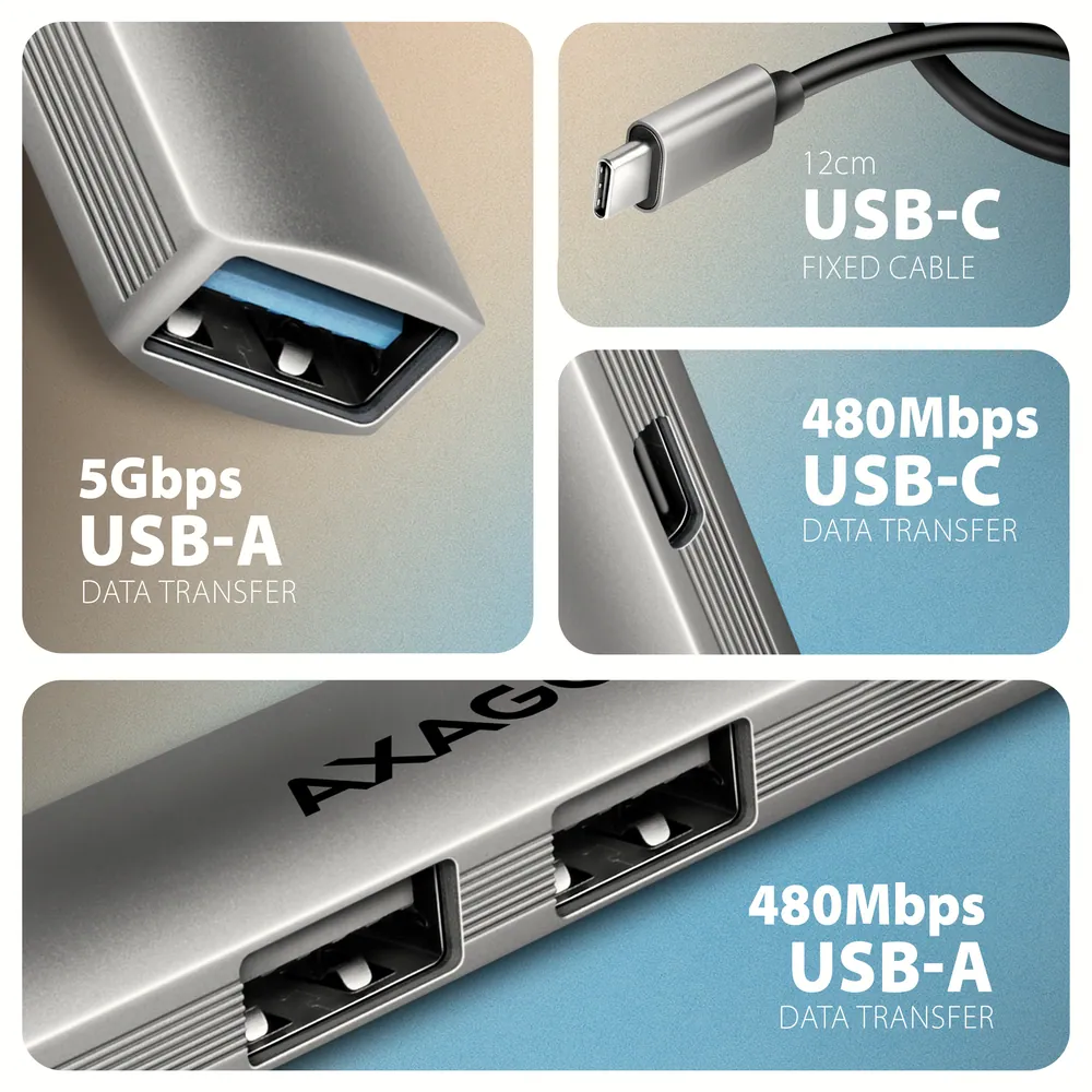 AXAGON HUE-STC ALU STRIP USB-C 4 port hub – 3. kép