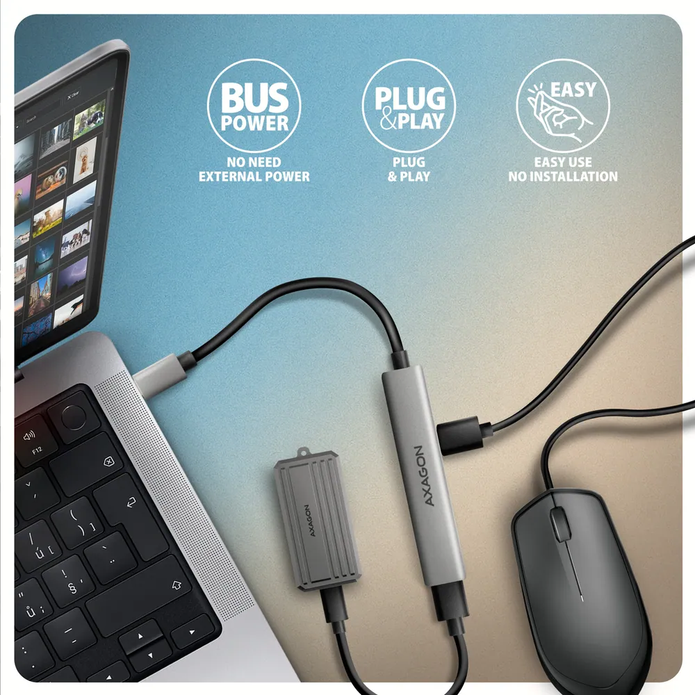 AXAGON HUE-STC ALU STRIP USB-C 4 port hub – 4. kép