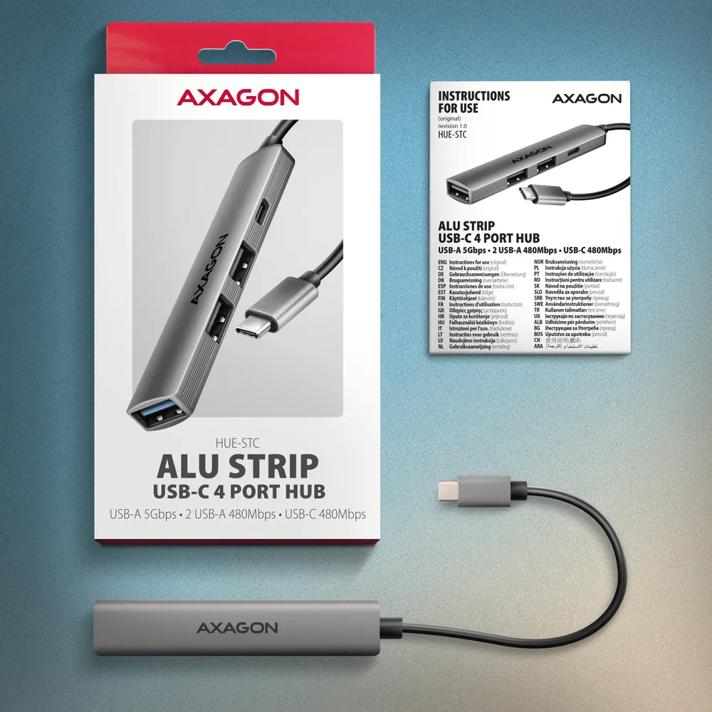 AXAGON HUE-STC ALU STRIP USB-C 4 port hub – 6. kép