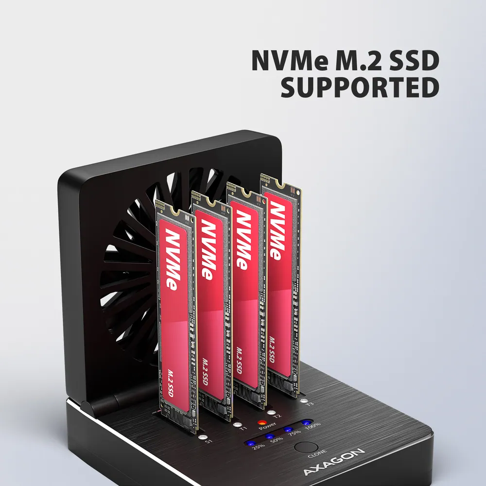 AXAGON ADSA-M2C44 USB4 docking station for 4x M.2 NVMe SSDs with disk cloning function without a PC – 4. kép