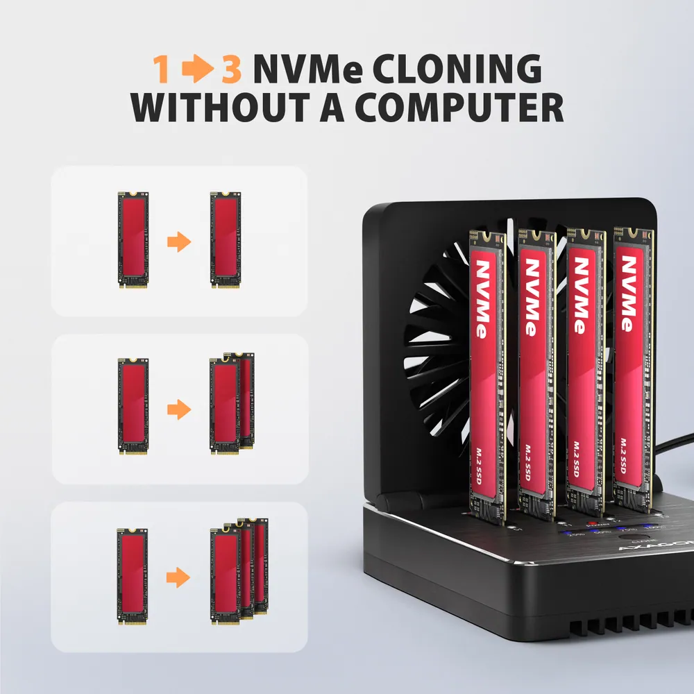 AXAGON ADSA-M2C44 USB4 docking station for 4x M.2 NVMe SSDs with disk cloning function without a PC – 5. kép