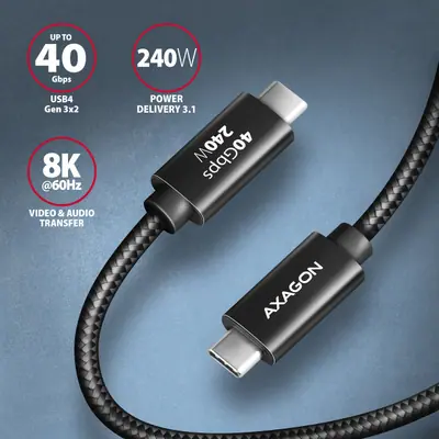 AXAGON BUCM4X-CM05AB NEWGEN USB-C USB-C 4 Gen 3x2 Cable 0,5m Black – 2. kép