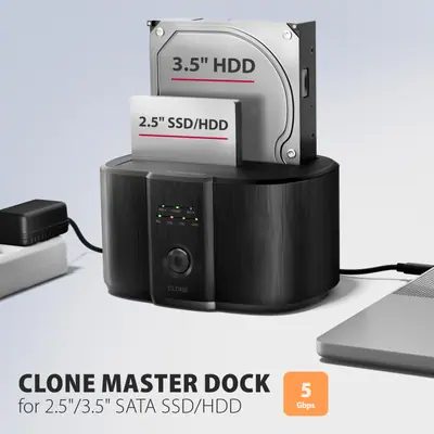AXAGON ADSA-SC USB-C 5Gbps Docking and Cloning Station Black – 2. kép