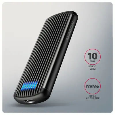 AXAGON EEM2-SC USB-C 10Gbps M.2 NVMe SSD RIBBED Box – 2. kép