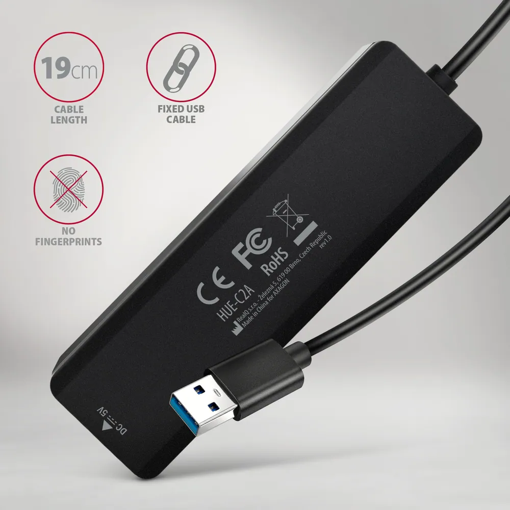 AXAGON HUE-C2A USB-A 5Gbps Travel 4-portos USB3.2 HUB Black – 5. kép