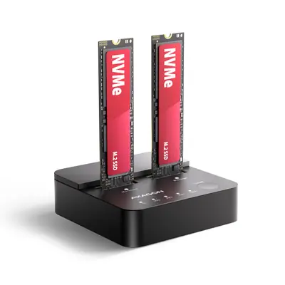 AXAGON ADSA-M2C22L USB-C 20Gbps docking station for 2× M.2 NVMe SSD with disk cloning function without PC