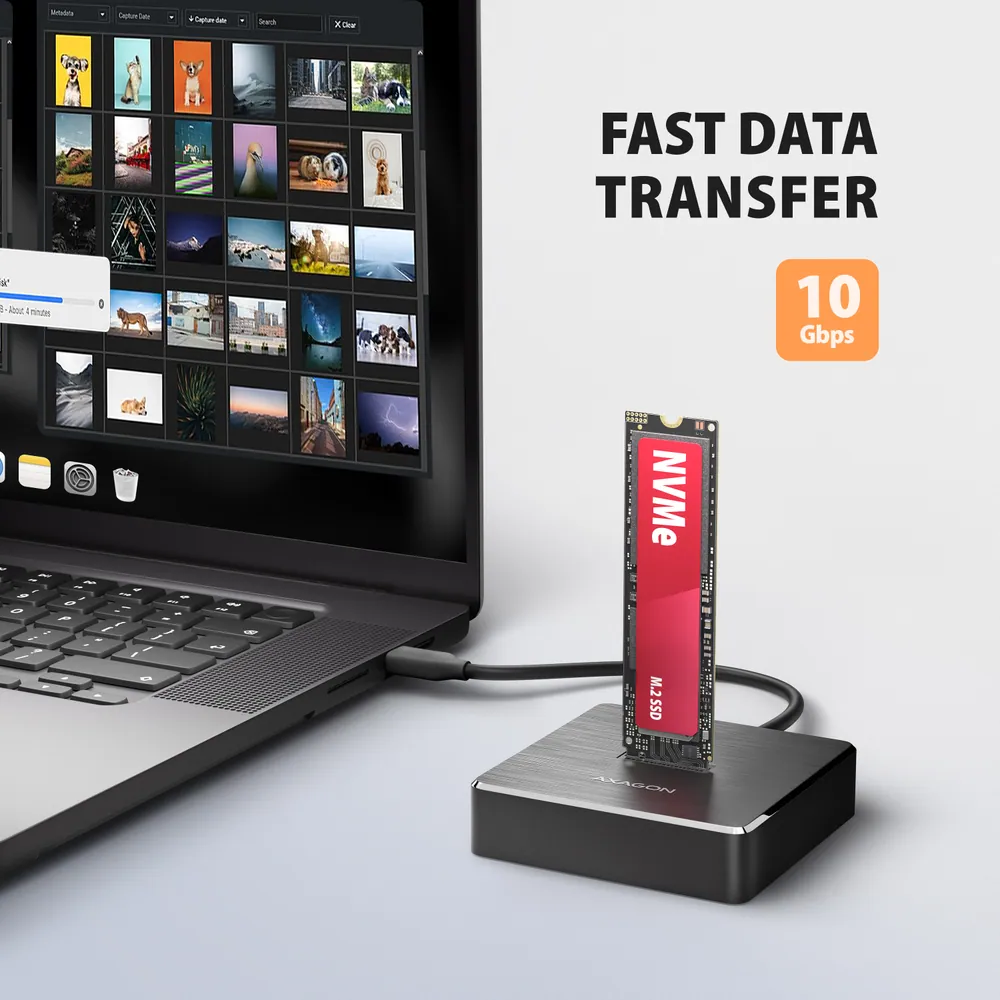 AXAGON ADSA-M2C11 USB-C 10Gbps docking station for M.2 NVMe / SATA SSD – 5. kép