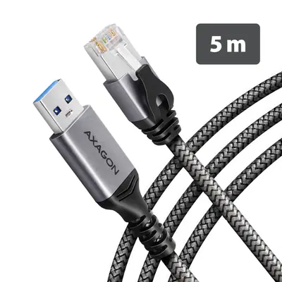 AXAGON ADE-AM50 USB-A Gigabit Ethernet adapter with integrated CAT6 RJ-45 network cable 5m Black
