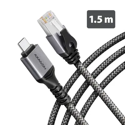 AXAGON ADE-CM15 USB-C Gigabit Ethernet adapter with integrated CAT6 RJ-45 network cable 1,5m Black