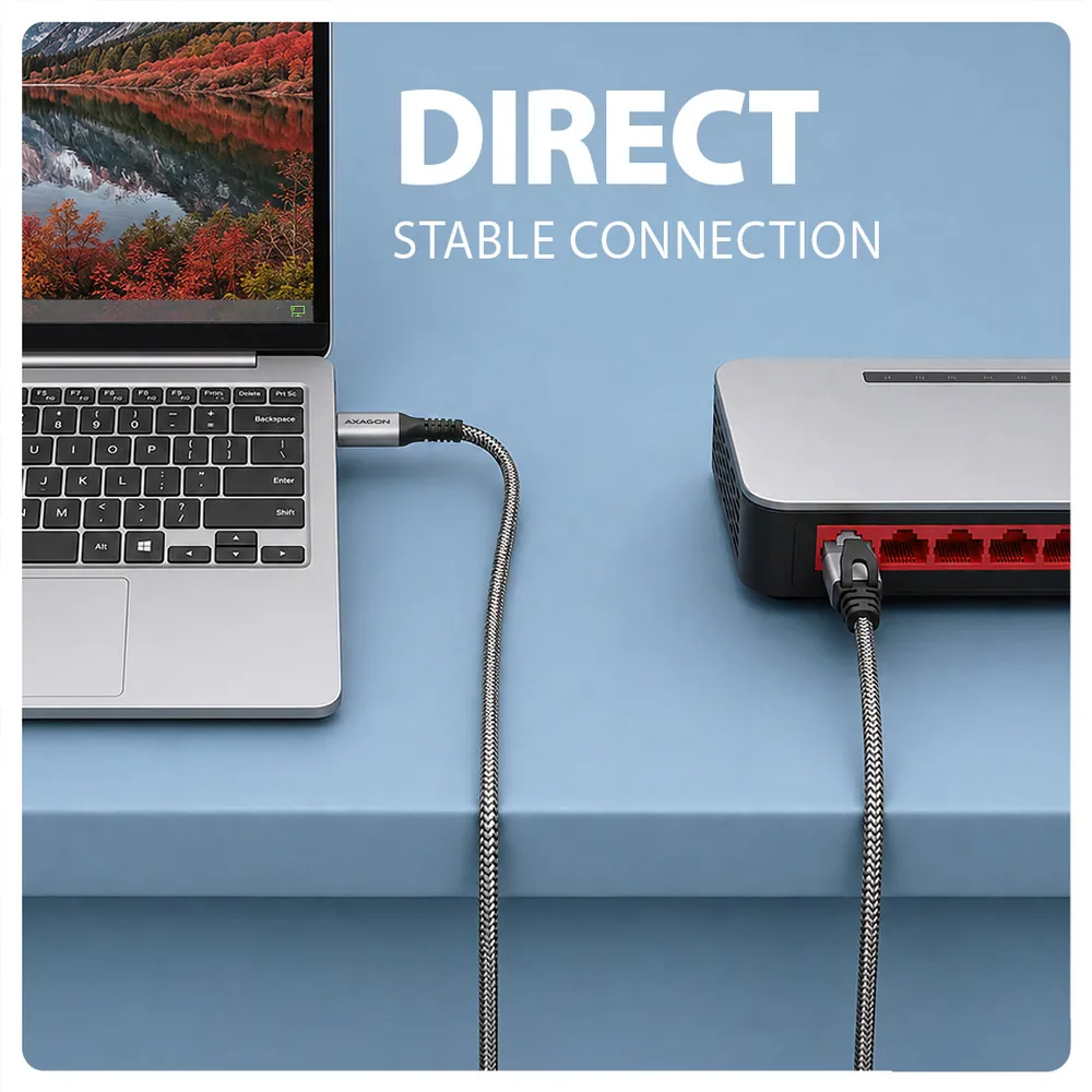 AXAGON ADE-CM15 USB-C Gigabit Ethernet adapter with integrated CAT6 RJ-45 network cable 1,5m Black – 7. kép