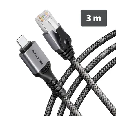 AXAGON ADE-CM30 USB-C Gigabit Ethernet adapter with integrated CAT6 RJ-45 network cable 3m Black