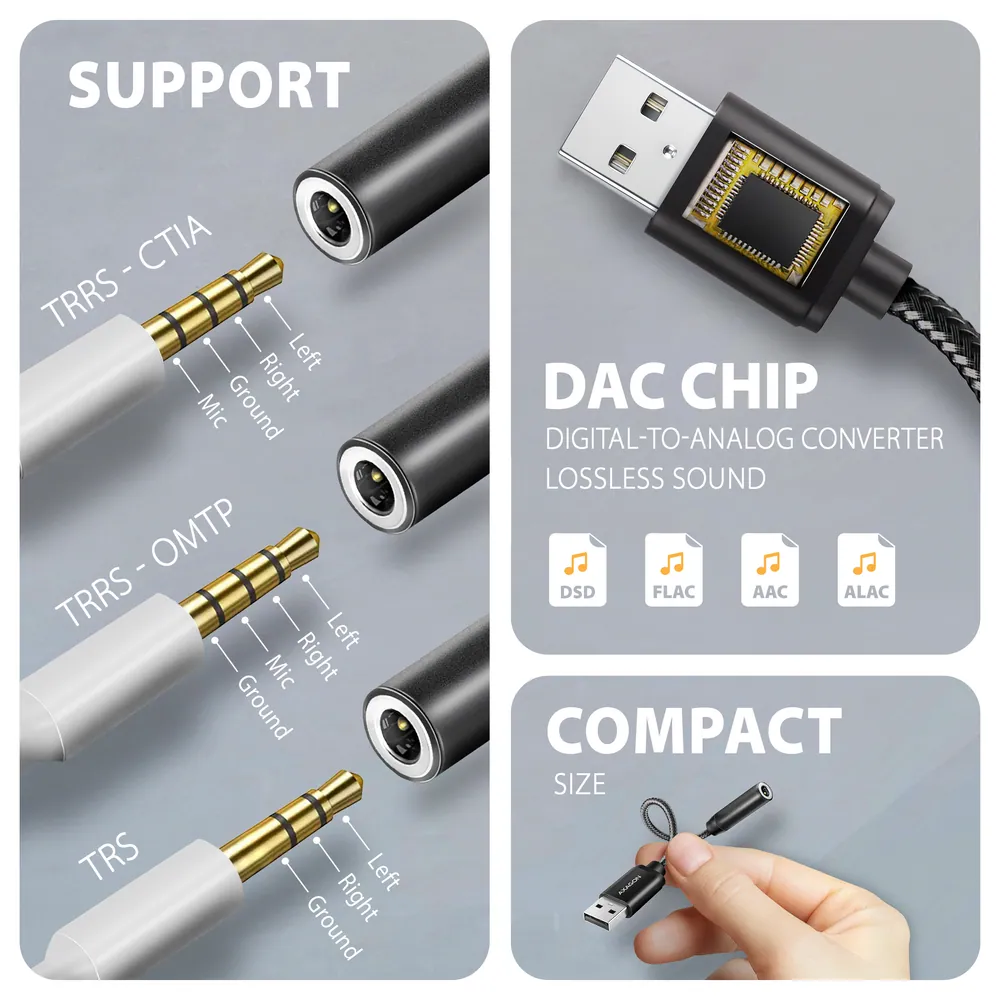 AXAGON ADA-HA USB-A Hi-Res DAC audio adapter – 4. kép