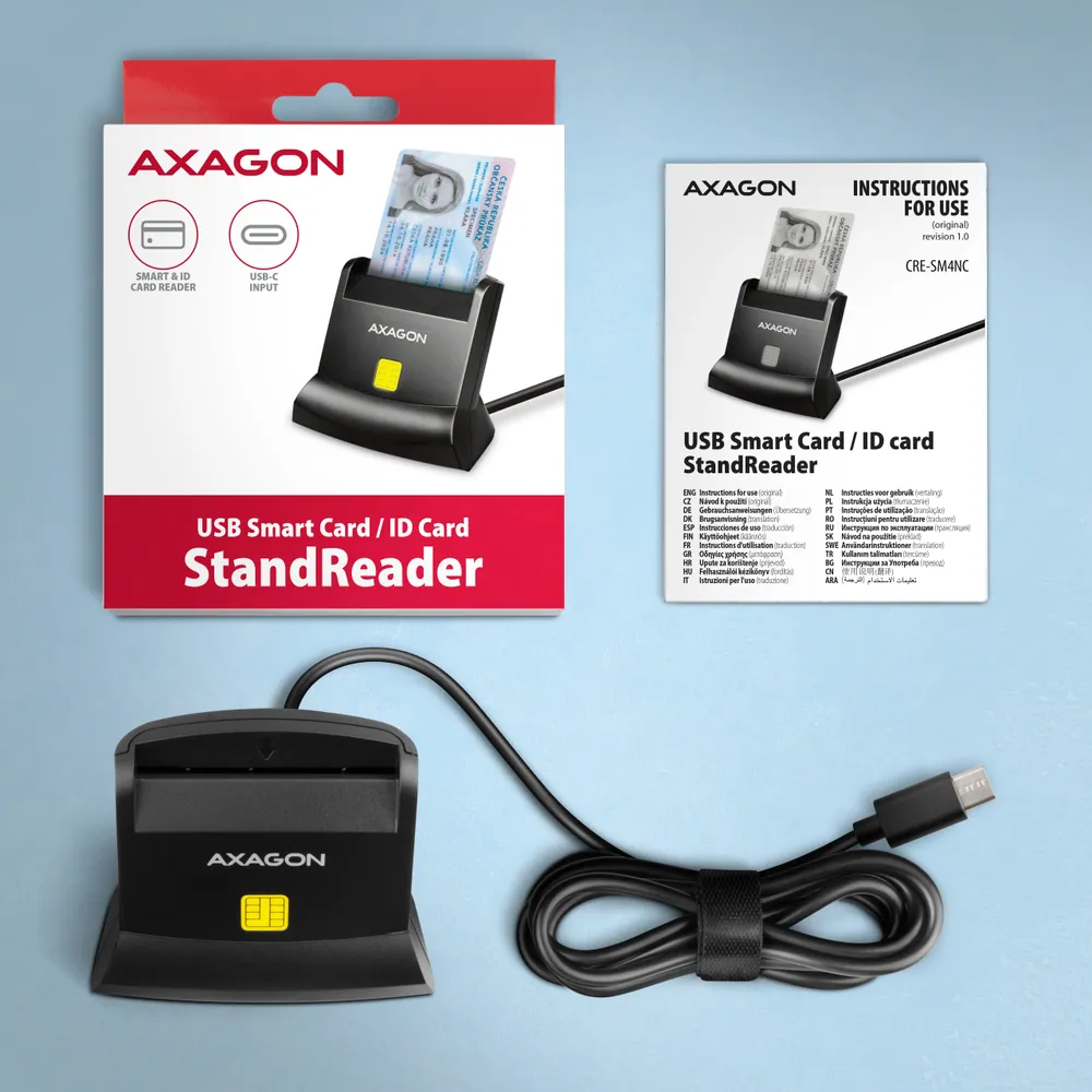 AXAGON CRE-SM4NC Smart Card Reader Black – 5. kép
