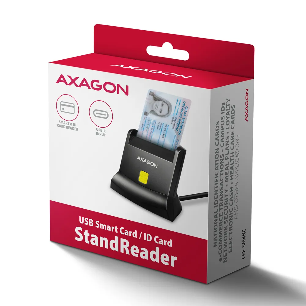AXAGON CRE-SM4NC Smart Card Reader Black – 6. kép