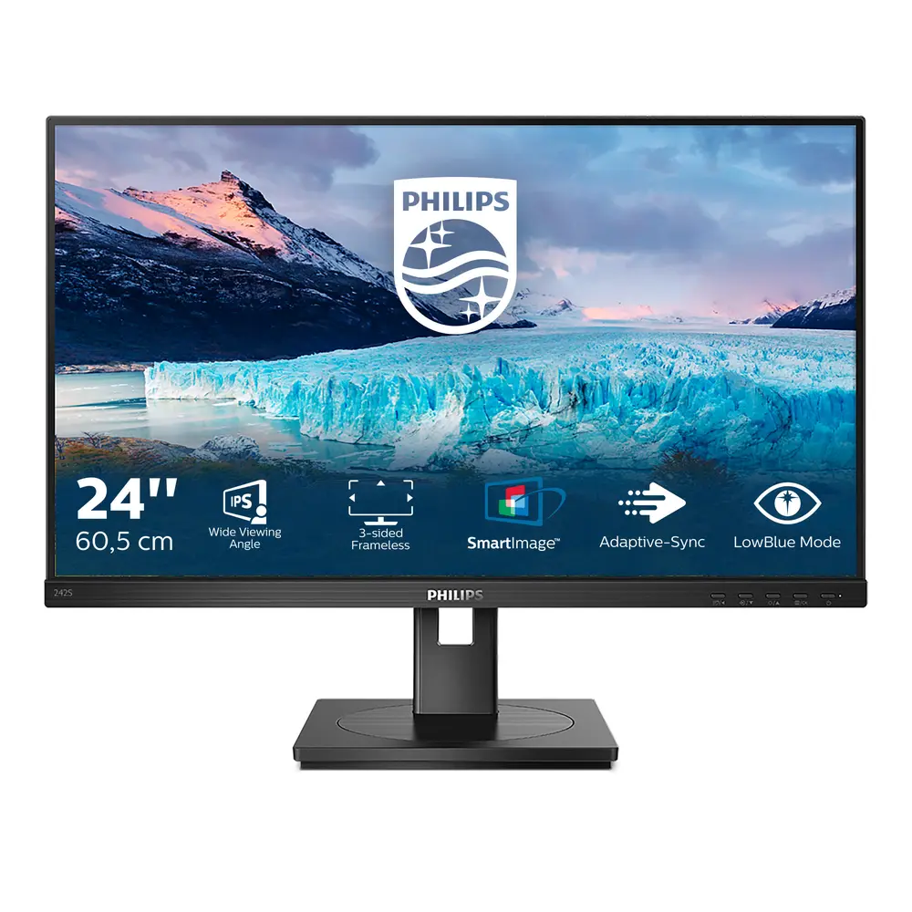 PHILIPS IPS monitor 23.8" 242S1AE, 1920x1080, 16:9, 300cd/m2, 4ms, VGA/DVI/HDMI/DisplayPort, Pivot, hangszóró – 2. kép