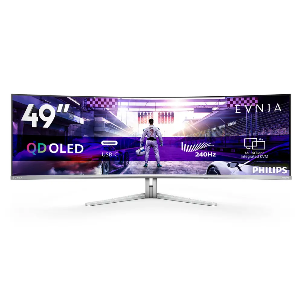 Philips EVNIA ívelt OLED monitor 49", 49M2C8900/00 5120x1440, 32:9, 0,03ms, 1.000 cd/m2, HDMIx2/DP/USBx4/USB-C (90W)