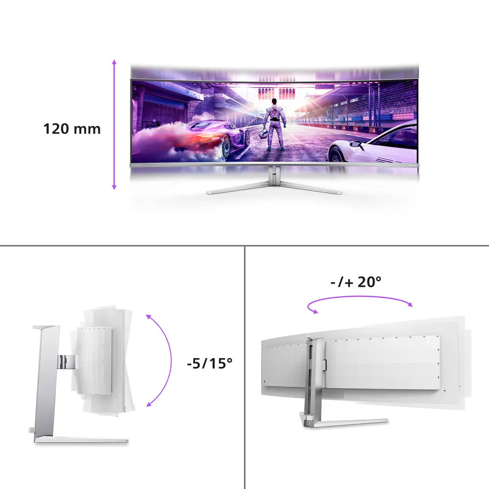 Philips EVNIA ívelt OLED monitor 49", 49M2C8900/00 5120x1440, 32:9, 0,03ms, 1.000 cd/m2, HDMIx2/DP/USBx4/USB-C (90W) – 3. kép