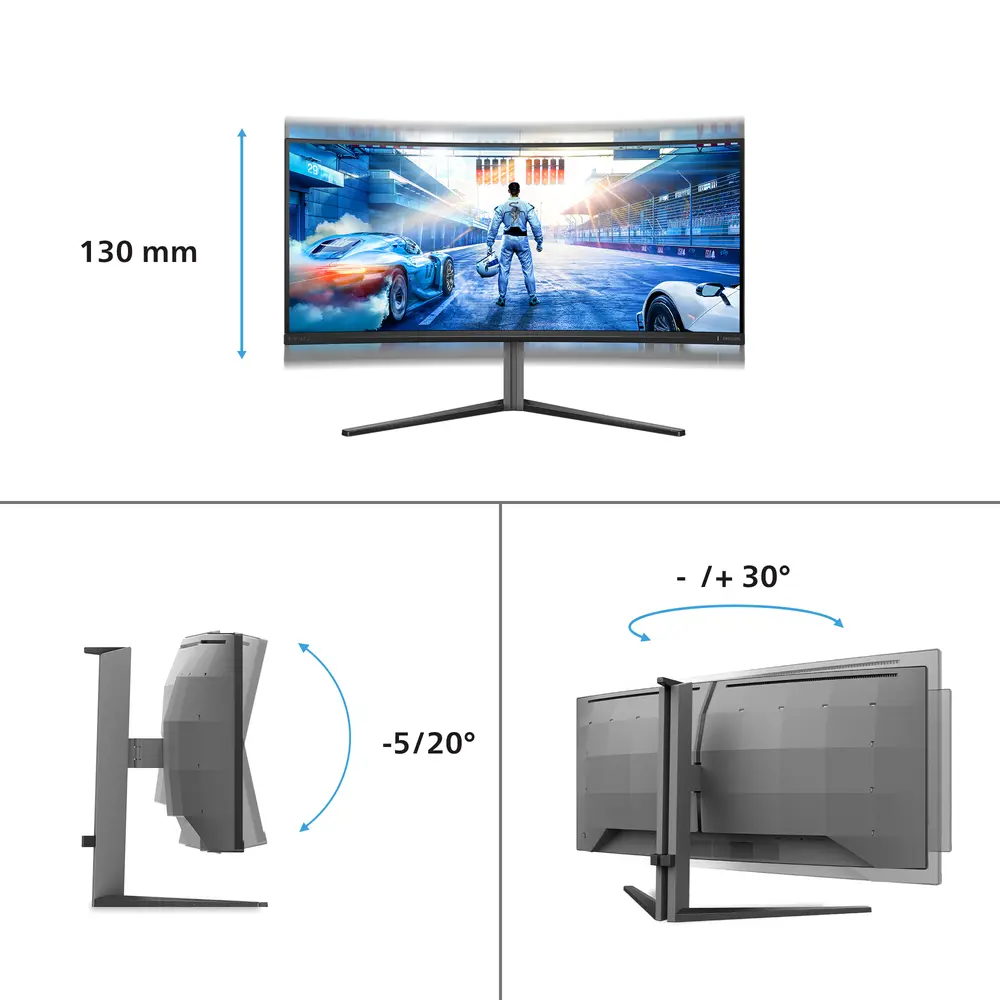 Philips EVNIA Ívelt Gaming OLED monitor 34", 34M2C6500/00 3440x1440, 21:9, 0,03ms, 2xHDMI/DP/4xUSB, áll. mag., Ambiglow – 4. kép
