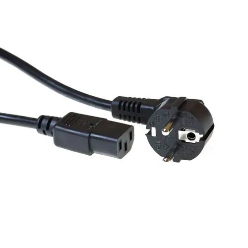 ACT Powercord mains connector Schuko CEE 7/7 male (angled) - C13 IEC 60320 2,5m Black