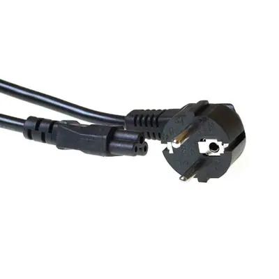 ACT Powercord mains connector Schuko CEE 7/7 male (angled) - C5 IEC 3m Black