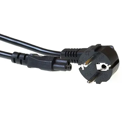 ACT Powercord mains connector Schuko CEE 7/7 male (angled) - C5 IEC 60320 1m Black