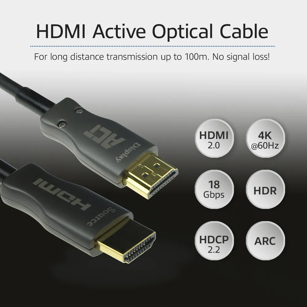 ACT AK3930 10 meters HDMI Premium 4K Active Optical Cable v2.0 HDMI-A male - HDMI-A male – 3. kép
