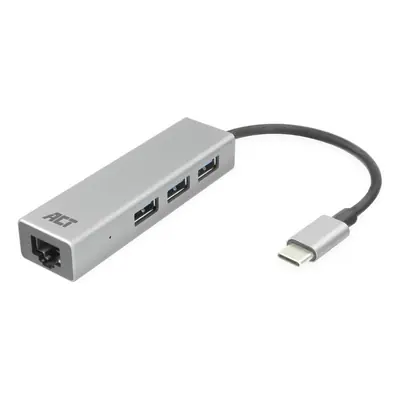 ACT AC7055 USB-C Hub 3 port with Gigabyte Ethernet Grey