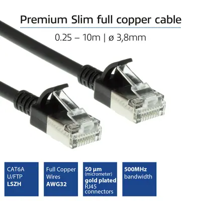 ACT CAT6A U-FTP Patch Cable 0,5m Black – 2. kép