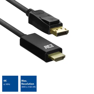 ACT AC7550 DisplayPort to HDMI adapter cable 1,8m Black – 2. kép