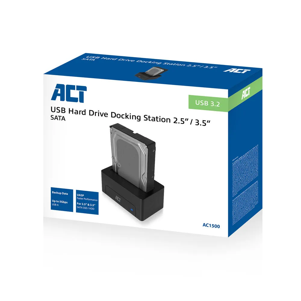 ACT AC1500 USB3.2 2,5"/3,5" SATA Hard Drive Docking Station – 4. kép