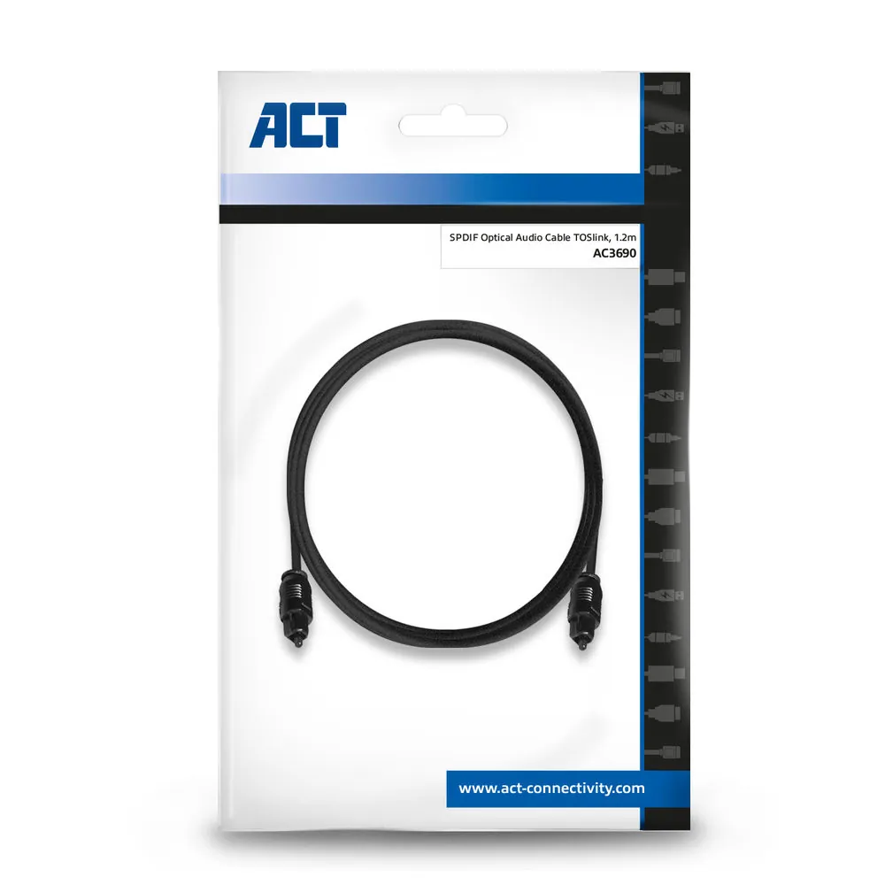 ACT SPDIF Toslink M/M Optical cable 1,2m Black – 2. kép