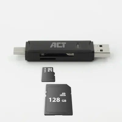 ACT USB-C/USB-A for SD/micro SD Card Reader Black – 2. kép
