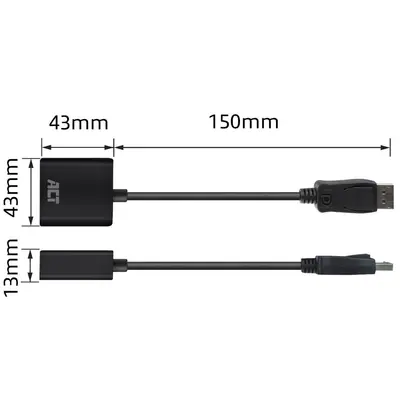 ACT AC7510 DisplayPort - DVI-I (Dual Link) (24+5) adapter Black – 2. kép