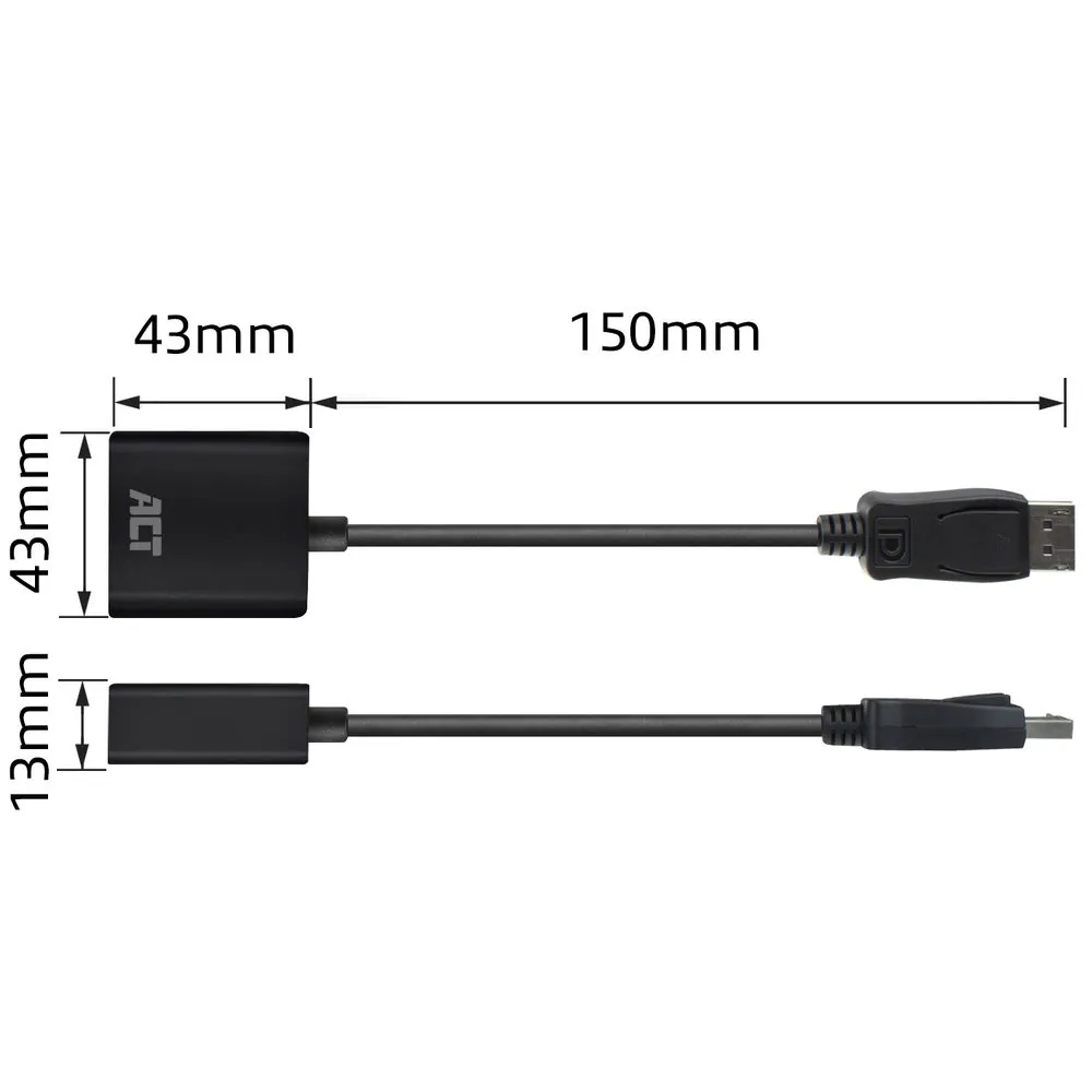 ACT AC7510 DisplayPort - DVI-I (Dual Link) (24+5) adapter Black – 2. kép