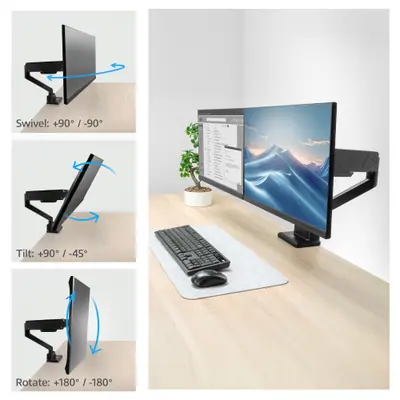 ACT AC8312 Gas Spring Dual Monitor Arm Office 13"-32" Black – 2. kép