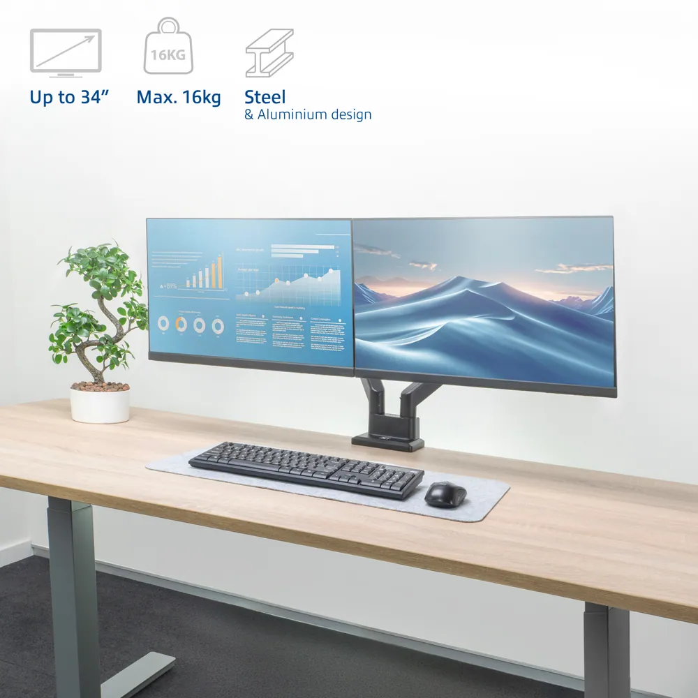 ACT AC8312 Gas Spring Dual Monitor Arm Office 13"-32" Black – 3. kép