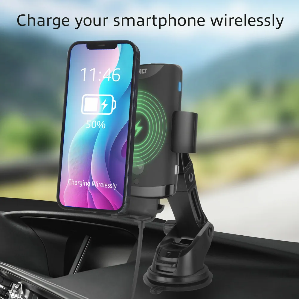 ACT AC9010 Automatic smartphone car mount with wireless charging Black – 3. kép