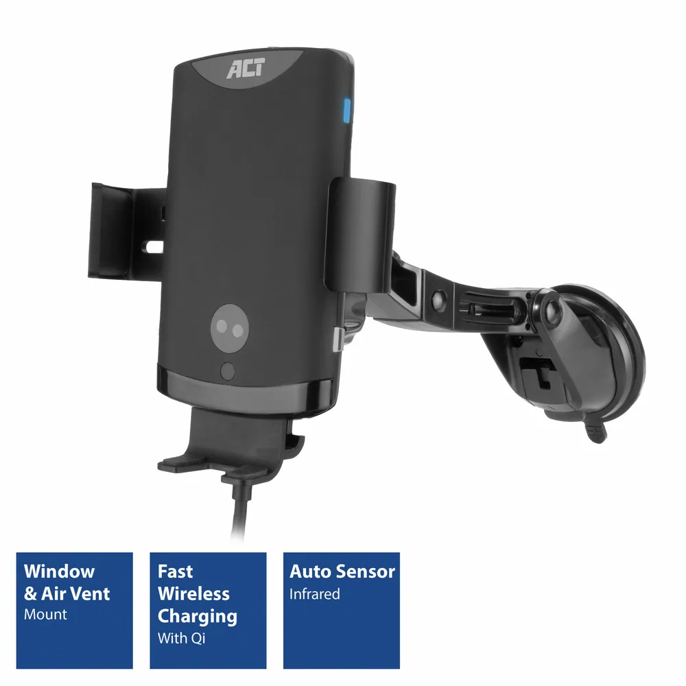 ACT AC9010 Automatic smartphone car mount with wireless charging Black – 4. kép