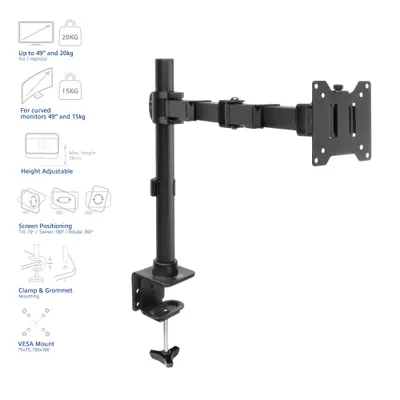 ACT AC8325 Single Monitor Arm Office Solid Pro 10"-32" Black – 2. kép
